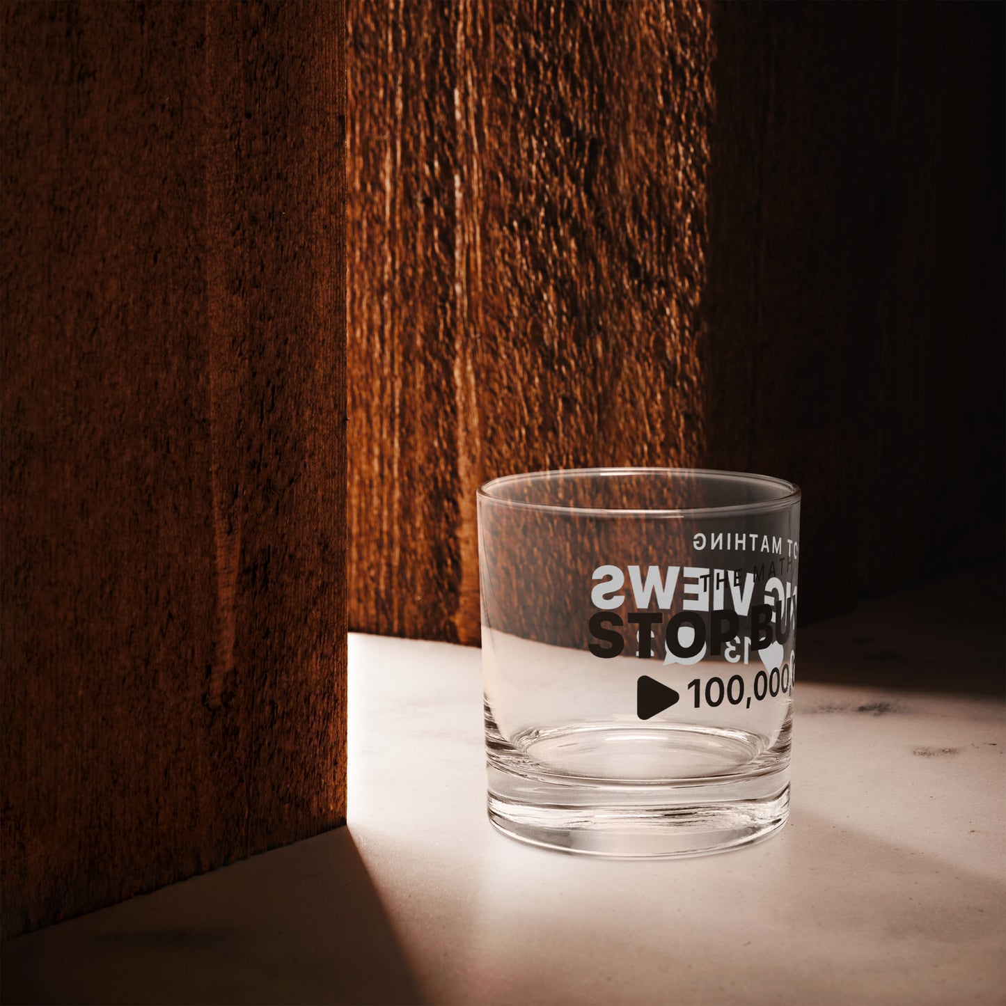 Stop Buying Views Rocks glass