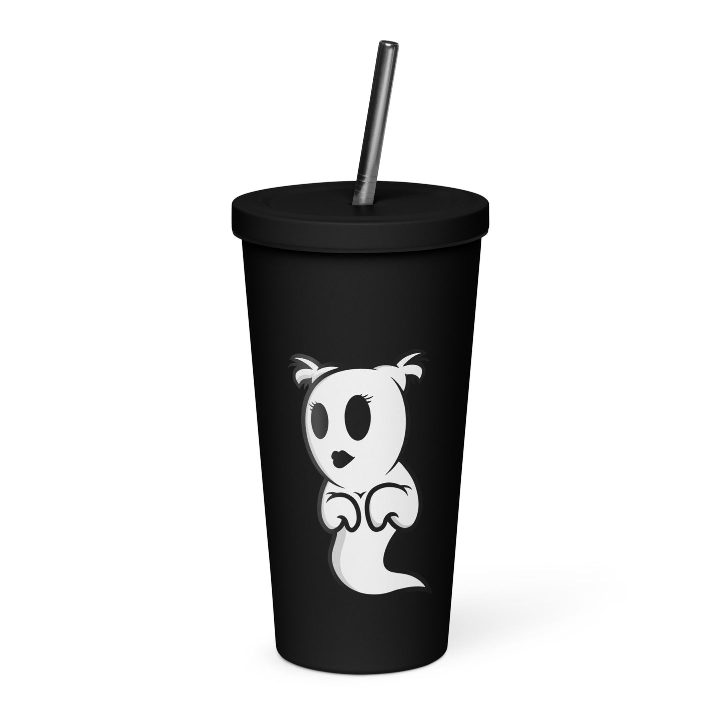 Insulated tumbler with a straw