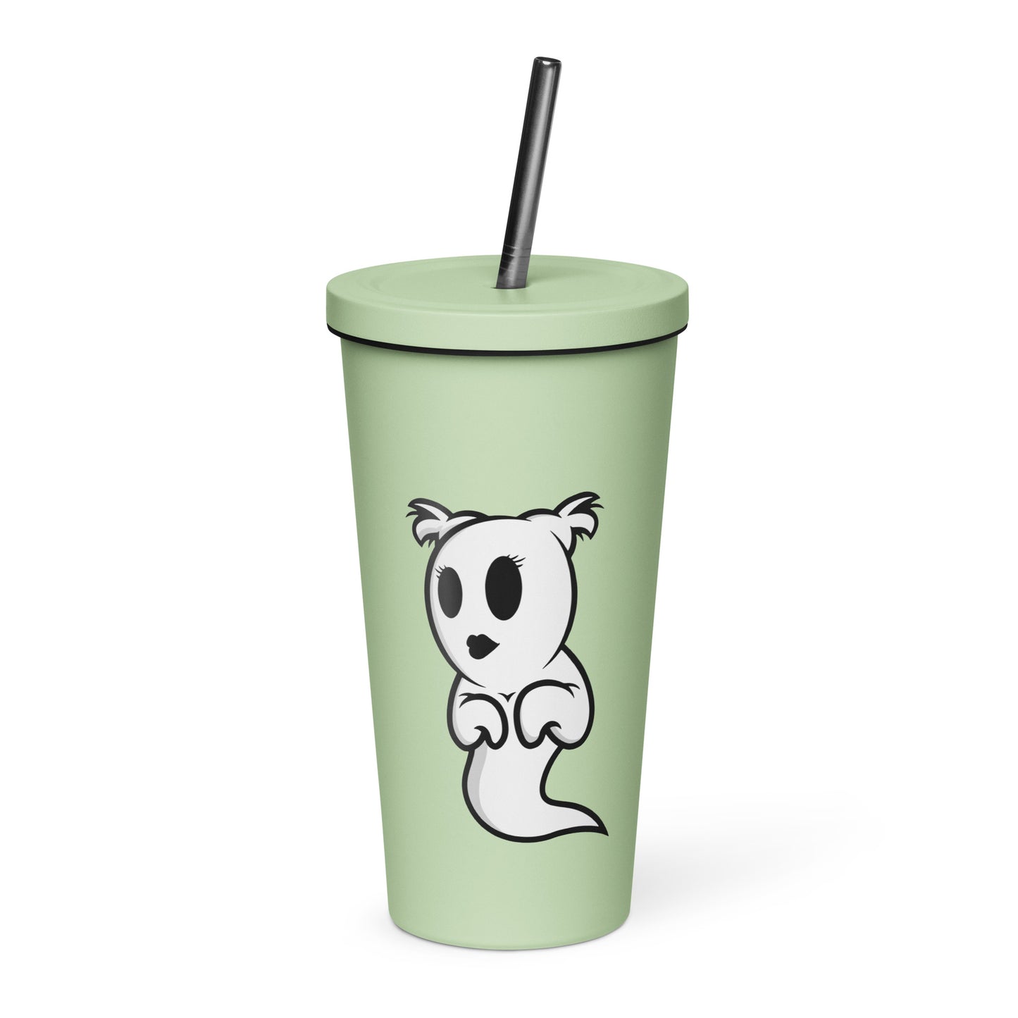 Insulated tumbler with a straw