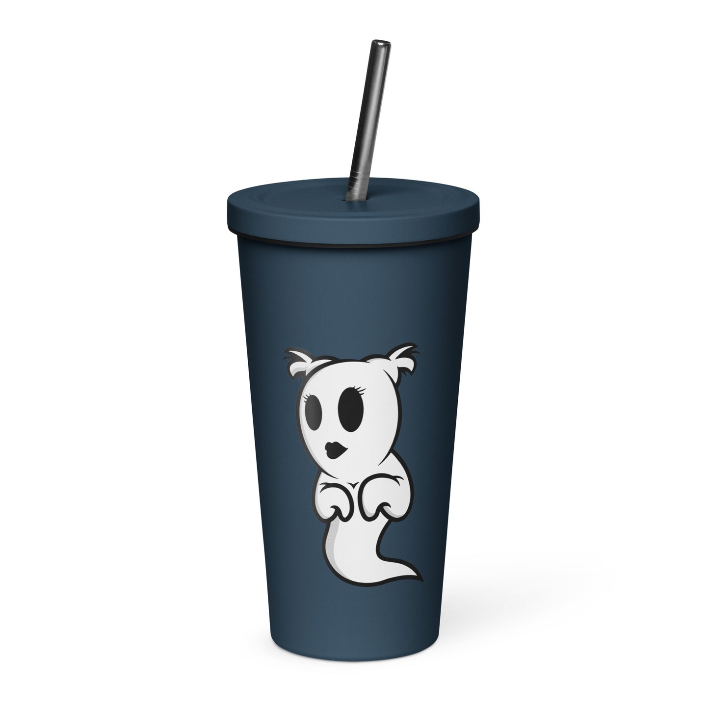 Insulated tumbler with a straw