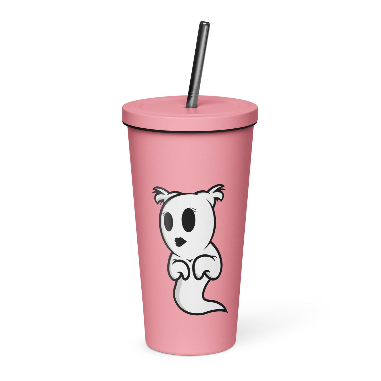 Insulated tumbler with a straw