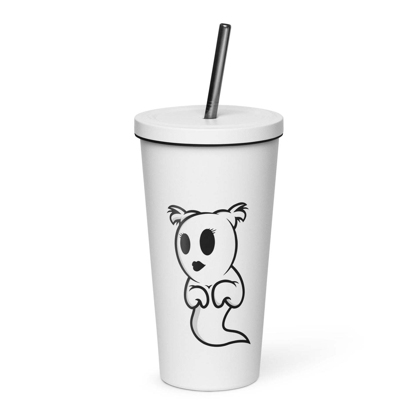 Insulated tumbler with a straw